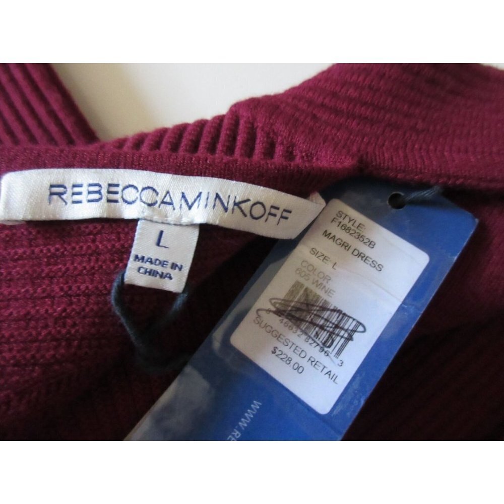 NWT Rebecca Minkoff Magri in Wine Ribbed Knit Cutout Zip Back Dress L $228 - Picture 8 of 8